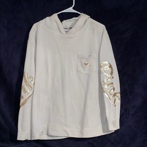 VICTORIAS SECRET PINK OFF-WHITE/GOLD HOODIE 😍